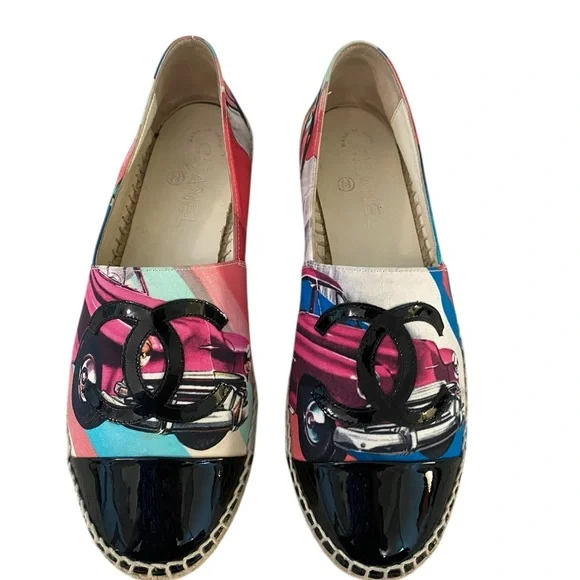Chanel Colorful Car Print Espadrilles - Picture 1 of 8